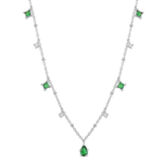 Emerald pendant necklace with cubic zirconia