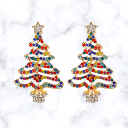 Festive Christmas Tree Earrings, Sparkling Women's Holiday Jewelry, Xmas Accessories for Her