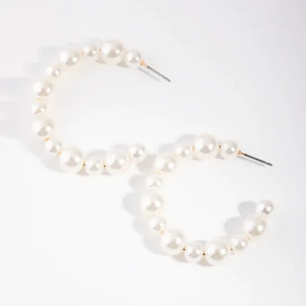 "Beaded Pearl Hoop Earrings" "Elegant Trendsetter Jewelry" "Fashionable Statement Earrings" "Handcrafted Dainty Design" "Classic Pearl Hoops Timeless Pearls"