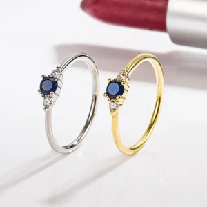 "Blue Sapphire Ring in 14k Gold Color" "Blue Topaz Gemstone Party Jewelry" "Women's Wedding Ring Gift Ideas" "Elegant Fashion Accessories Delicate Design" "Trendy Blue Gemstone Statement Ring"