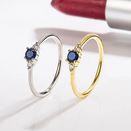 "Blue Sapphire Ring in 14k Gold Color" "Blue Topaz Gemstone Party Jewelry" "Women's Wedding Ring Gift Ideas" "Elegant Fashion Accessories Delicate Design" "Trendy Blue Gemstone Statement Ring"