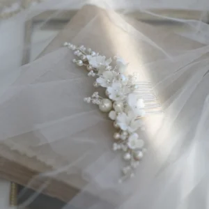 Exquisite White Porcelain Pearl Bridal Hair Accessories, Flower and Pearl Bridal Hair Piece, Elegant Brides, Unforgettable Weddings
