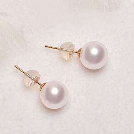 18K Gold Freshwater Pearl Stud Earrings, Pure AU750 Gold Earring, Women's Jewelry for Bridal and Party Wear.