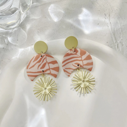 Polymer Clay Geometric Drop Earrings, Summer Collection Statement Jewelry, Fashion-Forward Women's Earrings.