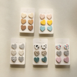 Heart Acrylic Stud Earrings, Macaron Colorful Dots & Leopard Stripe, Jewelry Accessories