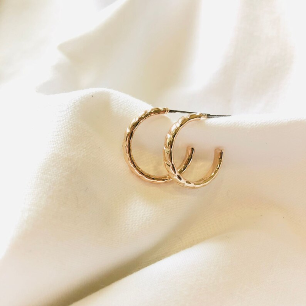 Rose Gold Hoop Earrings Stylish Patterned Hoops Versatile Jewelry Piece