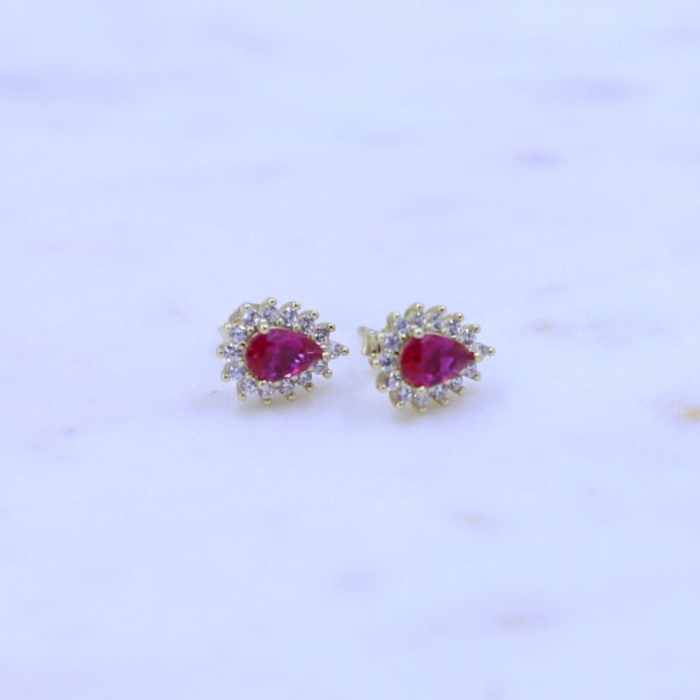 Gold Plated Ruby Stud Earrings