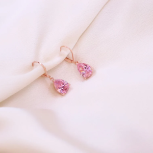 elegance, gold plating, pink cubic zirconia, water drop design, versatility