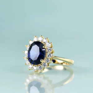 Princess Diana Inspired Lab grown Blue Sapphire Ring – 14K Gold Filled Sterling Silver Birthstone Jewelry